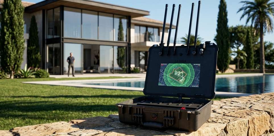 Alpha jammer deployed at a private residence