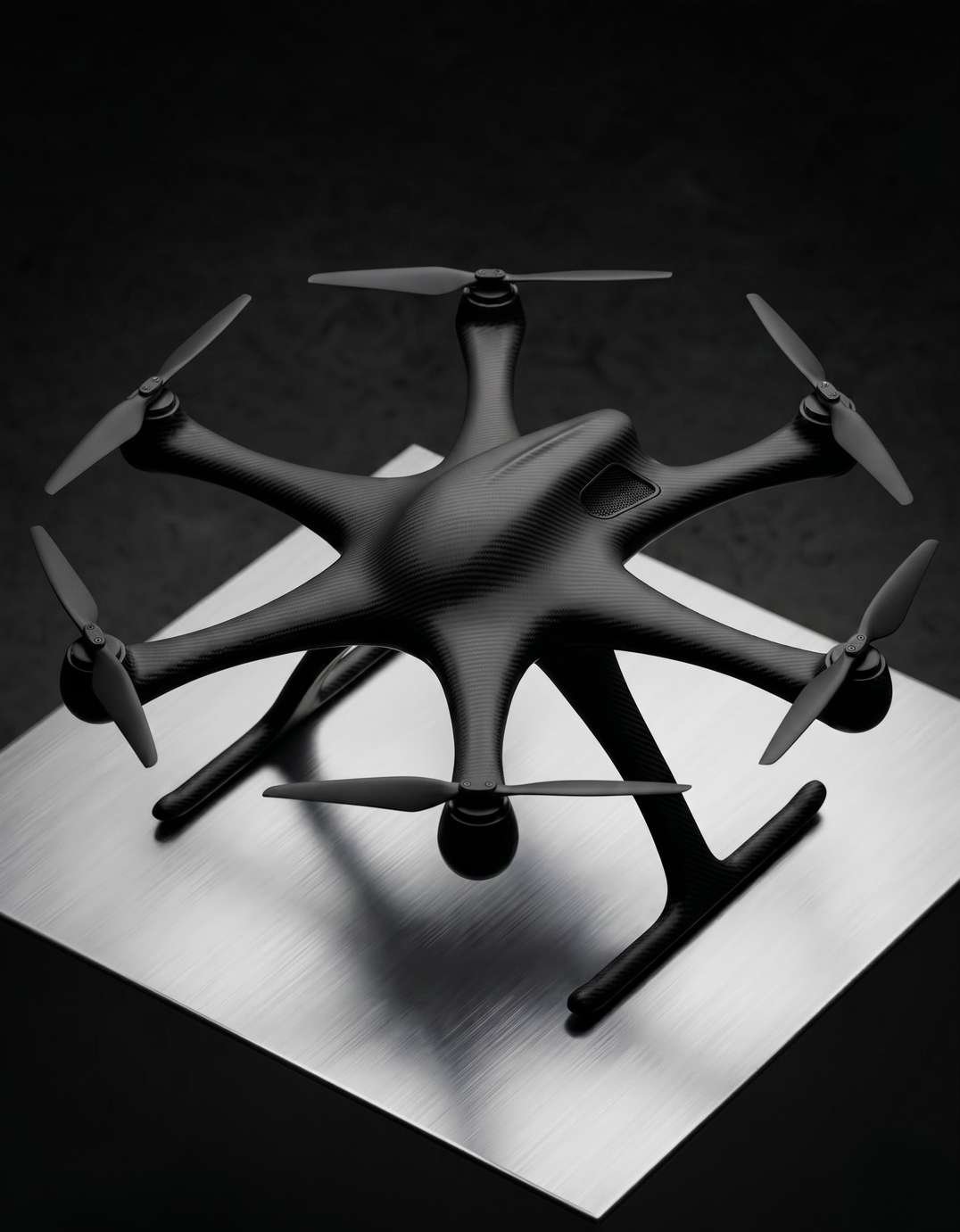 Eagle Eye hexacopter UAV on a reflective platform