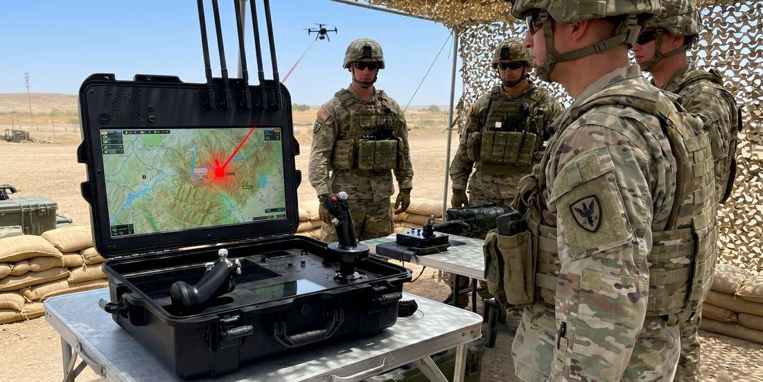 Soldiers operating Oracle Flight with a threat marked on screen