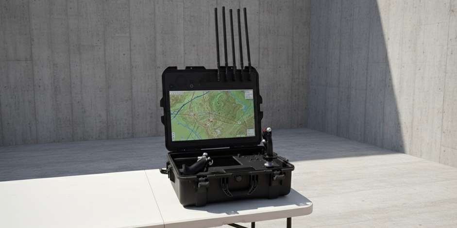 Oracle Flight case closed, standing on a table